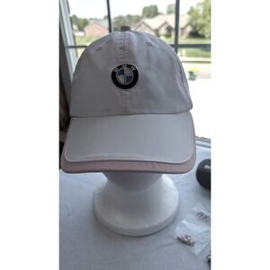 BMW Baseball Cap Hat White Pink Piping Embroidered Logo Adjustable Women Sport